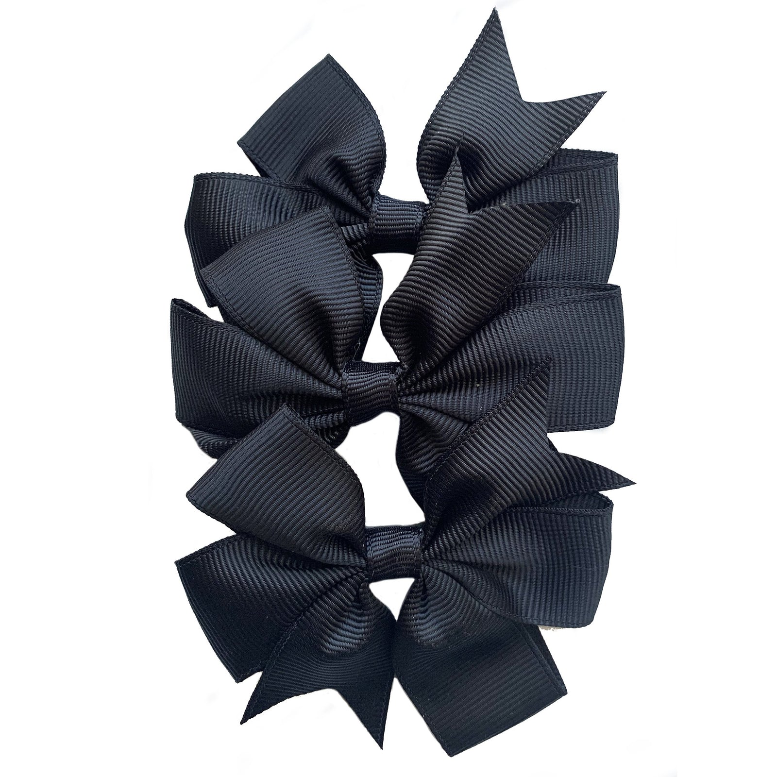 Black 3 inch Ribbon Bow Clips Set of 3 with Alligator Clip