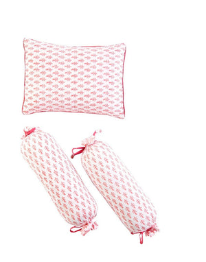 Pink City Hypoallergenic Cotton Pillow & Bolster Set