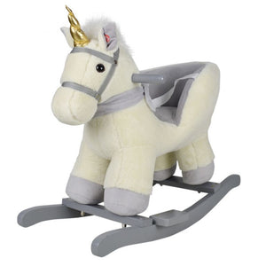 68 x 33 x 47 cm Plush Rocking Unicorn with Adjustable Safety Belt