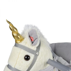 68 x 33 x 47 cm Plush Rocking Unicorn with Adjustable Safety Belt