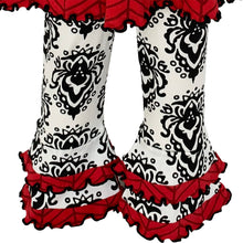 AnnLoren Girls Boutique Winter Damask Holiday Heart Polka Dots Herringbone Tunic and Legging Set
