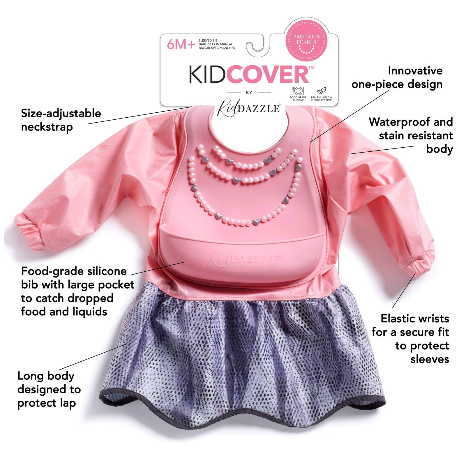 Kid Cover Washable Silicone Baby Bib Top for 6 Mos Plus