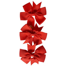 Red 3 inch Ribbon Bow Clips Set of 3