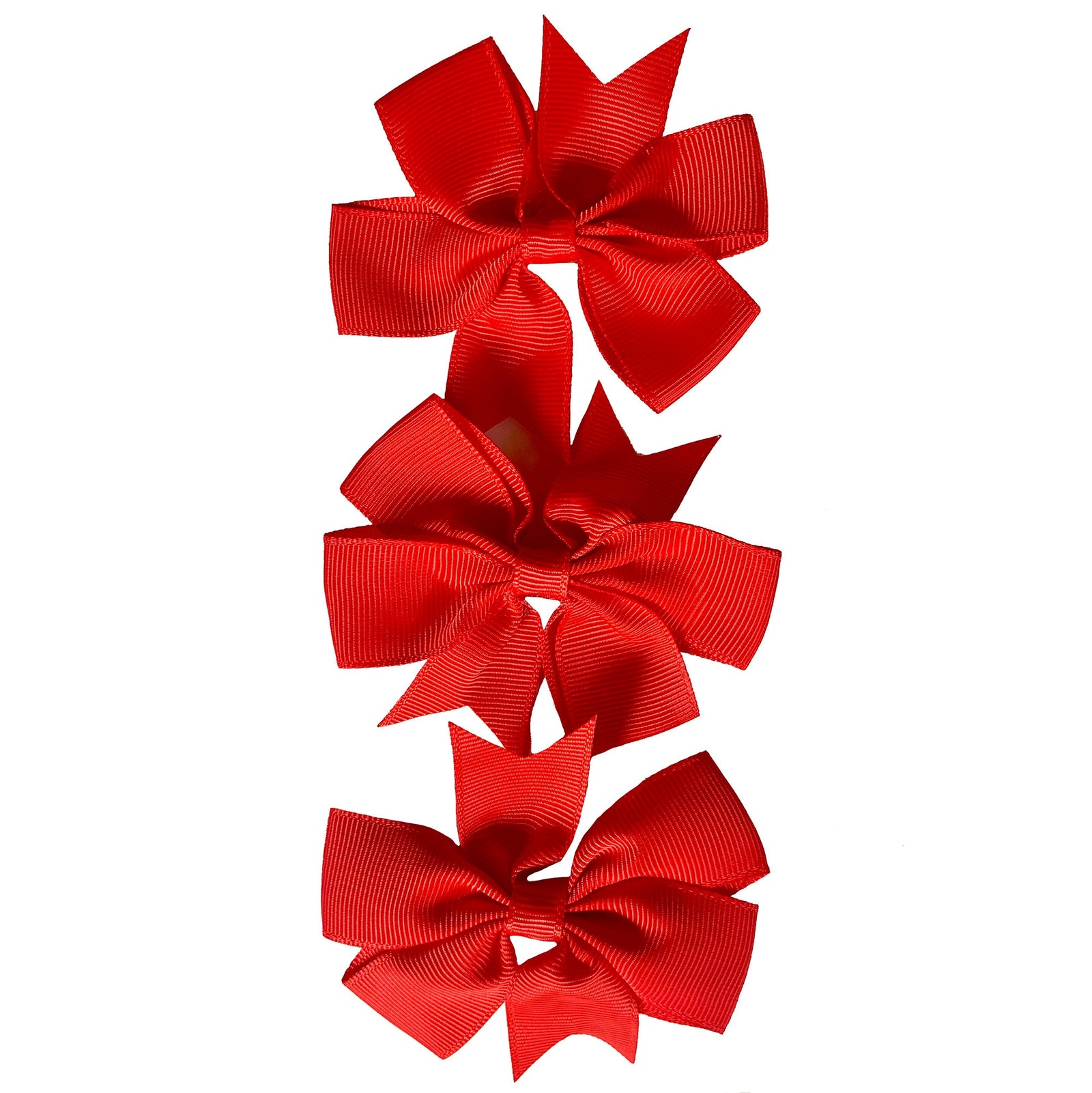 Set of 3- RED 3" Ribbon Bow Clips