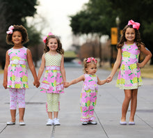 Pink Green Spring Bouquet Floral Knit Swing Casual Big Little Girls Dress by AnnLoren