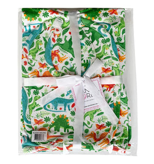 2 Pc  Gift Set Baby Toddler Boy Dinosaur Blanket & Bib Knit Cotton by Annloren 