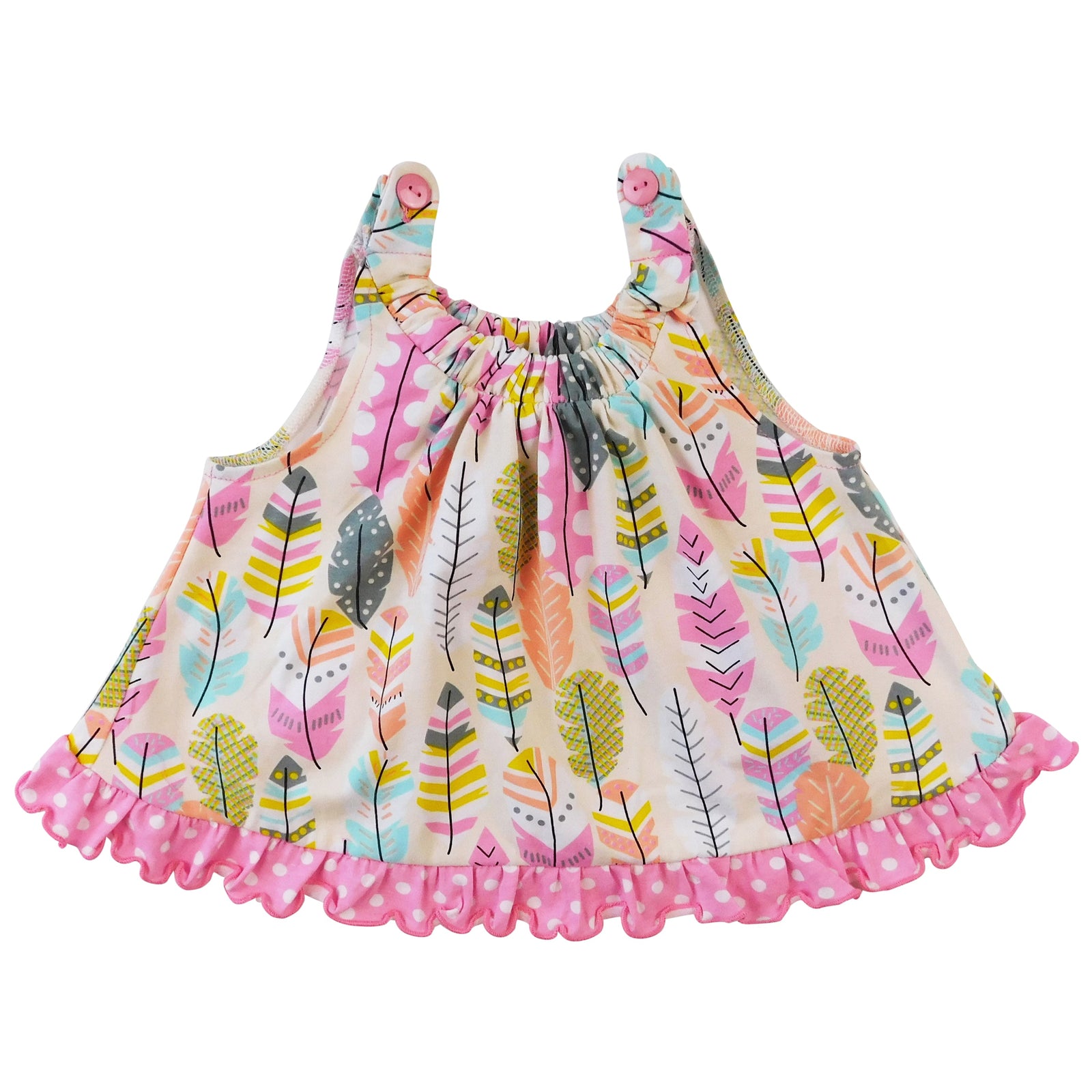 AnnLoren Baby/Toddler Girls Open Back Swing Tank Top with Bow Feather Design