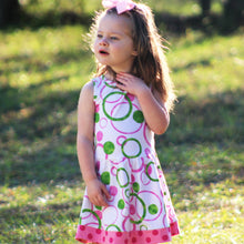 Pink Green Bubble Design Cotton Knit Swing Dress Holiday Big Little Girls Clothes by AnnLoren