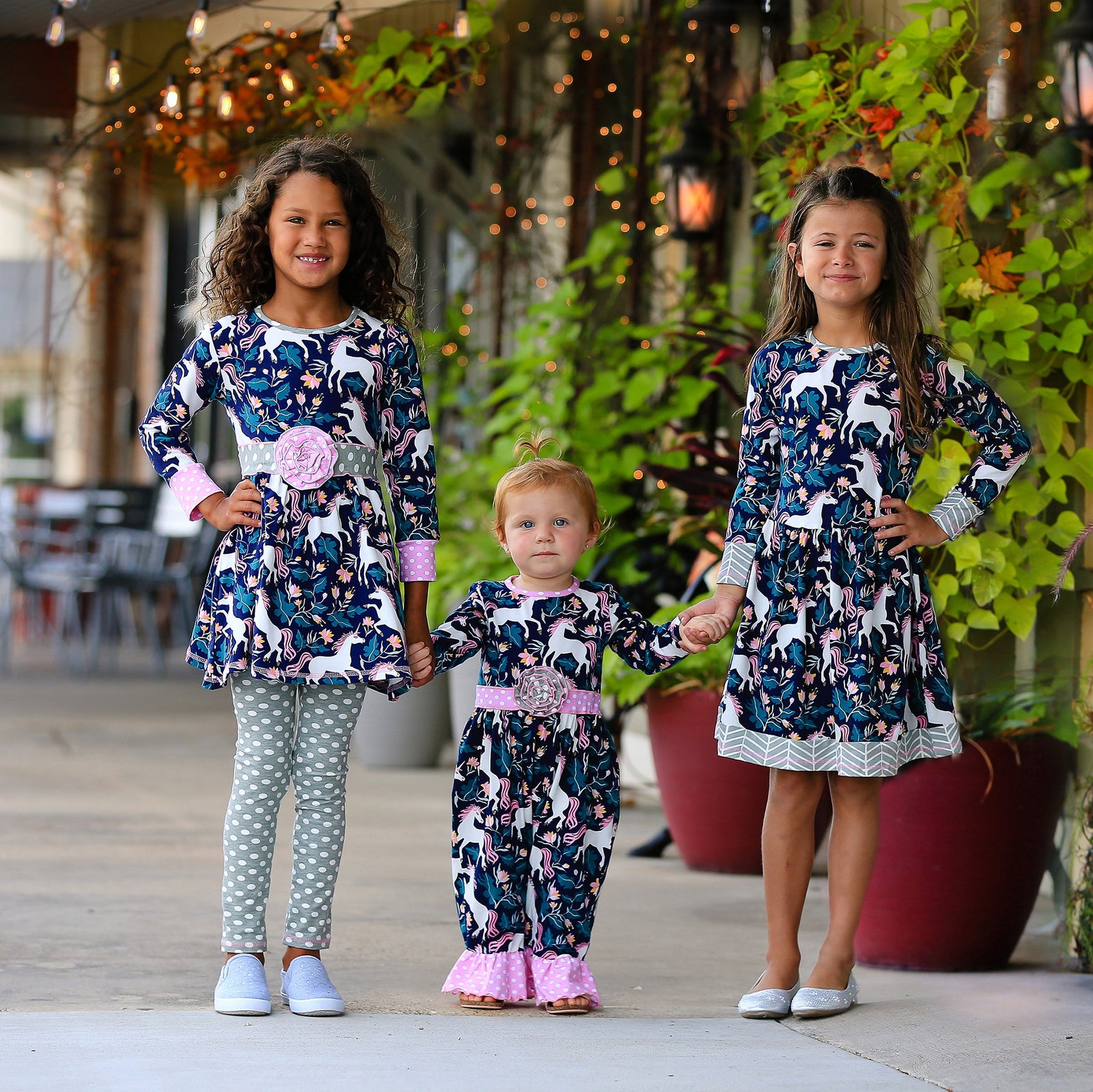 Original Unicorn Polka Dot Cotton Fall Winter Baby Big Girls Dress for Sizes 2/3T-11/12 by AnnLoren