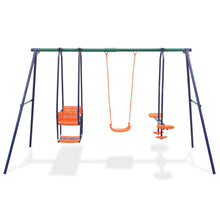 Orange Weather Resistant Swing Set with 5 Seats for Outdoor