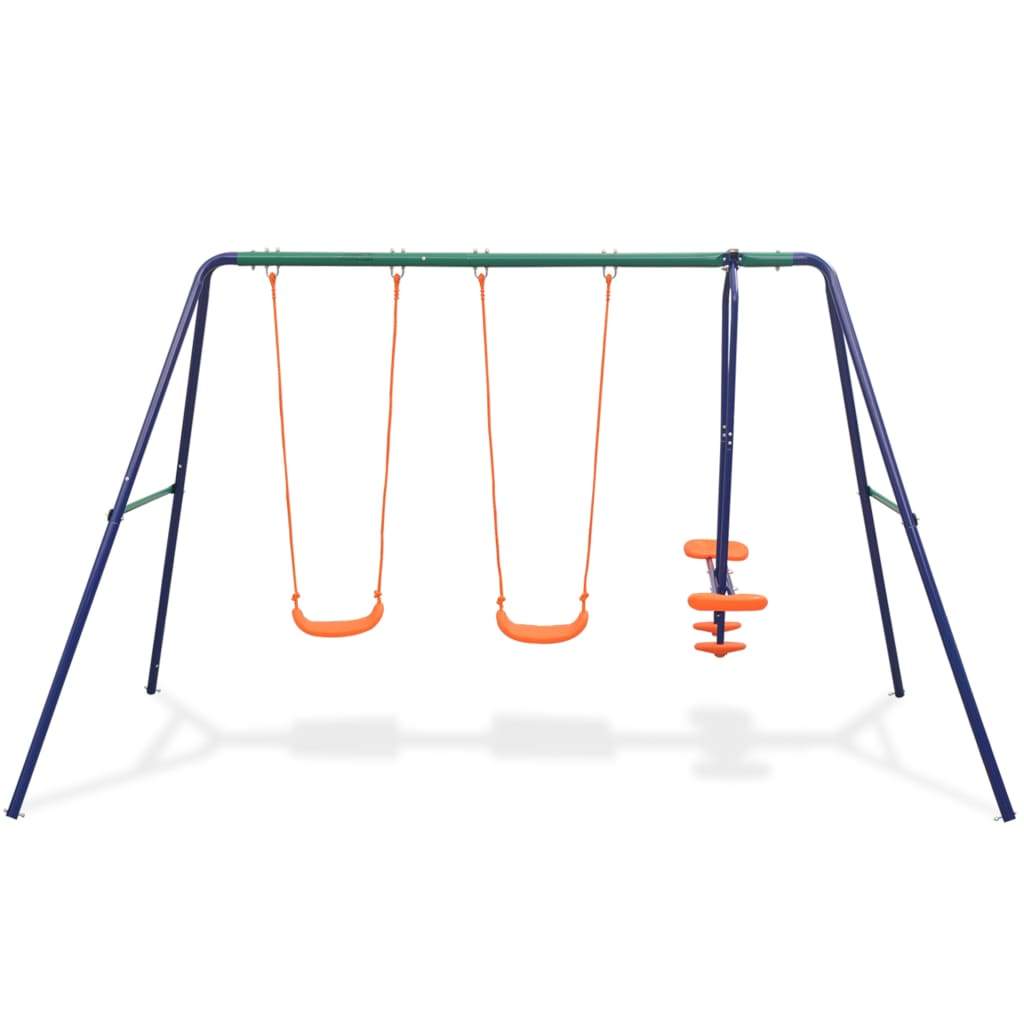 Orange Weather Resistant Swing Set with 4 Seats