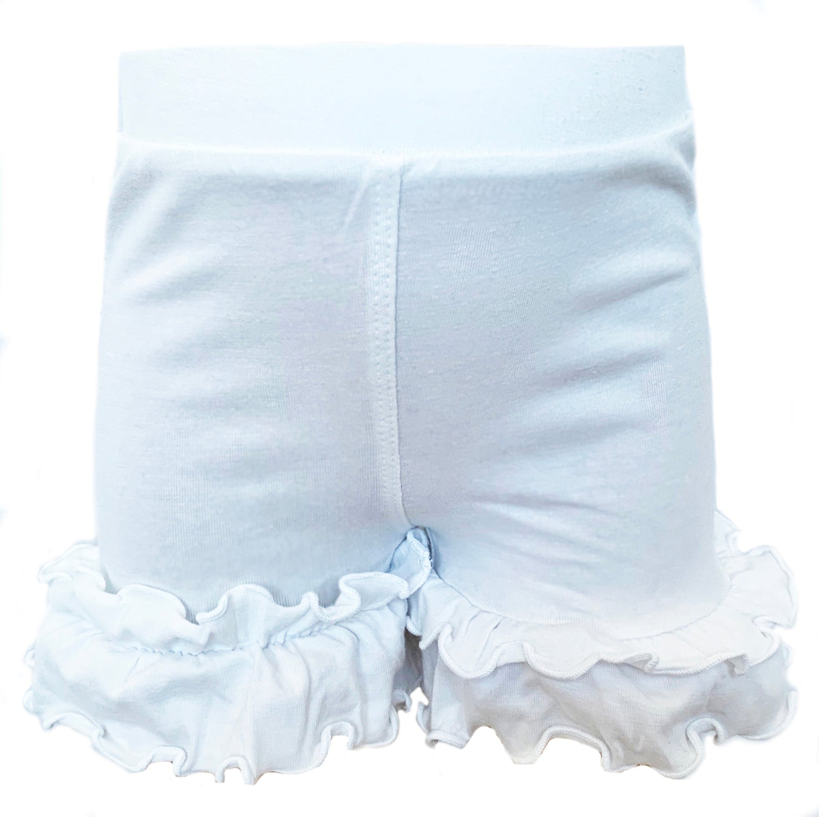 AnnLoren Girls White Knit Ruffle Shorts 4/5T-7/8