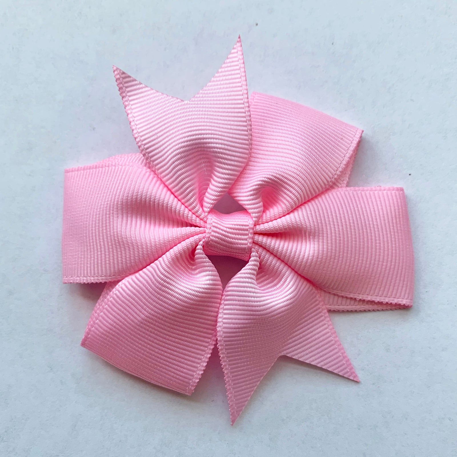 Set of 3- Baby Pink 3" Ribbon Bow Clips