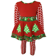 Red & Green Winter Holiday Damask Girls Dress and Legging Set Size 2/3T-9/10 by AnnLoren