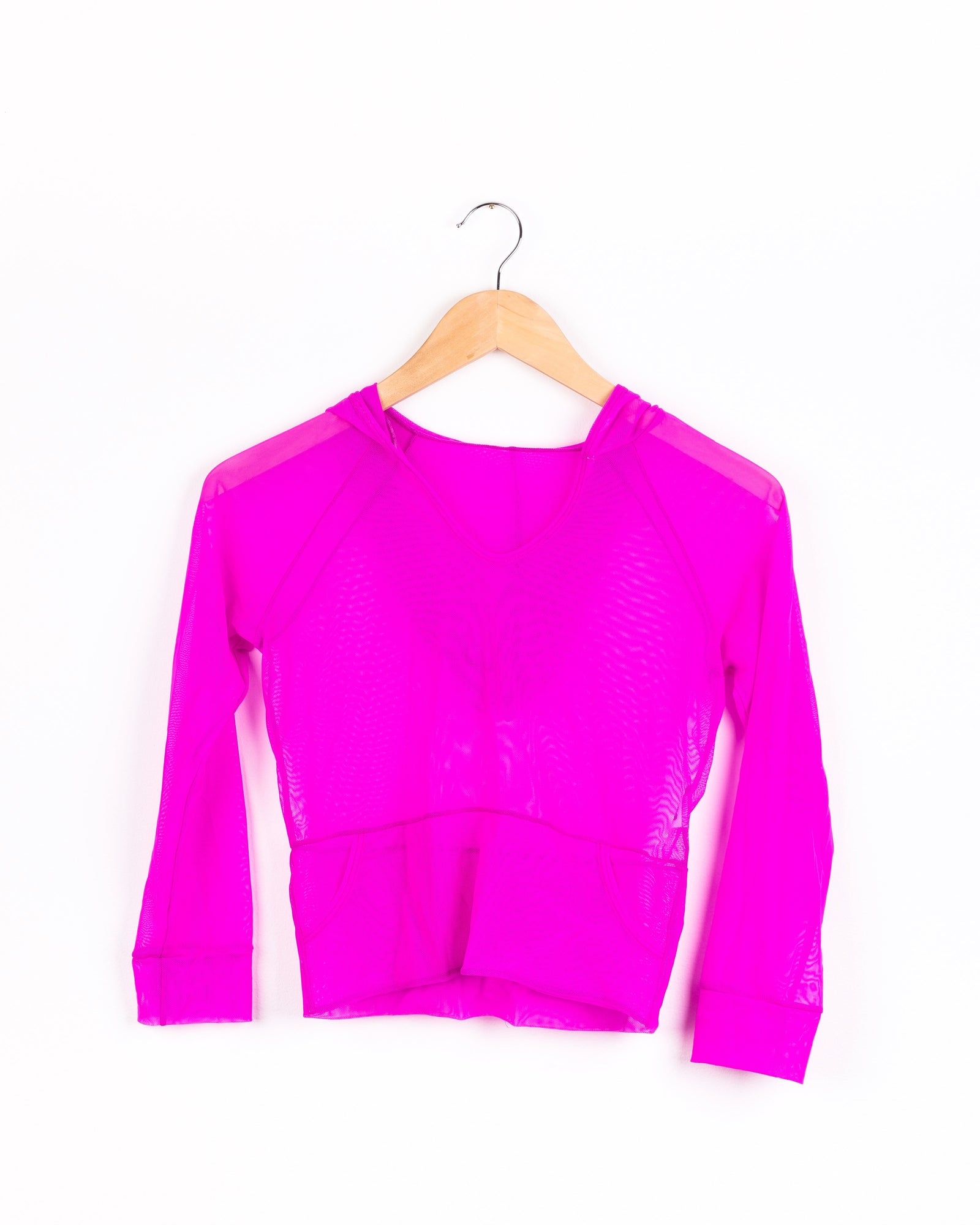 Fucsia Dry Fit Round Neck Mesh Hoodie 
