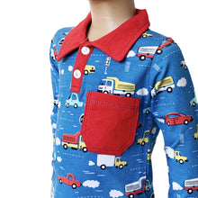 Long Sleeve Toddler & Big Boys Polo Shirt with Pocket Automobile Print by AnnLoren