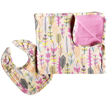 2 Pc Gift Set Baby Toddler Girls Feather Blanket & Bib Knit Cotton by Annloren