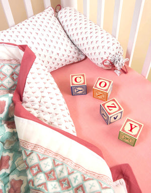 Pink & Teal 4-Piece Miami Crib Bedding Set