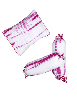 Kyoto Pink Hypoallergenic Cotton Pillow & Bolster Set