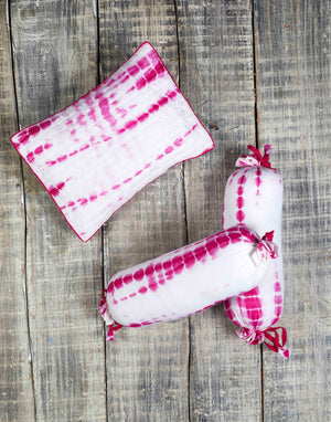 Kyoto Pink Hypoallergenic Cotton Pillow & Bolster Set