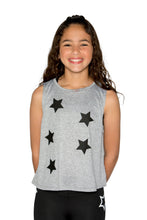  Black Grey Celestial Print Stars Sleeveless Kids Girl's Tank