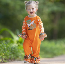 Orange Fall Fox Romper Autumn Girls Baby Toddler Jumpsuit by AnnLoren