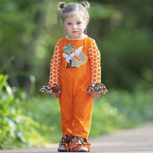 Orange Fall Fox Romper Autumn Girls Baby Toddler Jumpsuit by AnnLoren