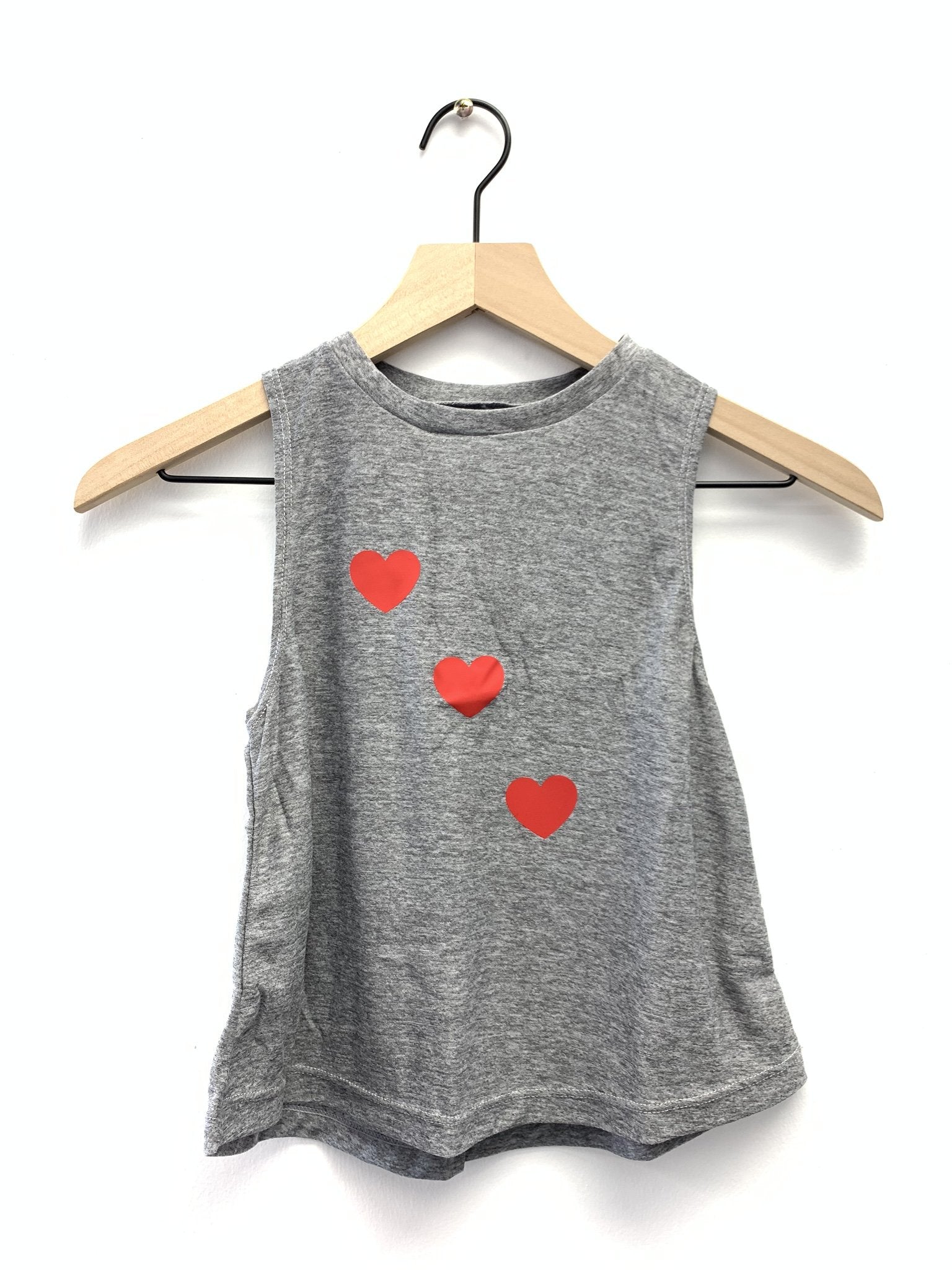 Hearts Red Grey Dry Fit Sleeveless Kids Girl's Tank