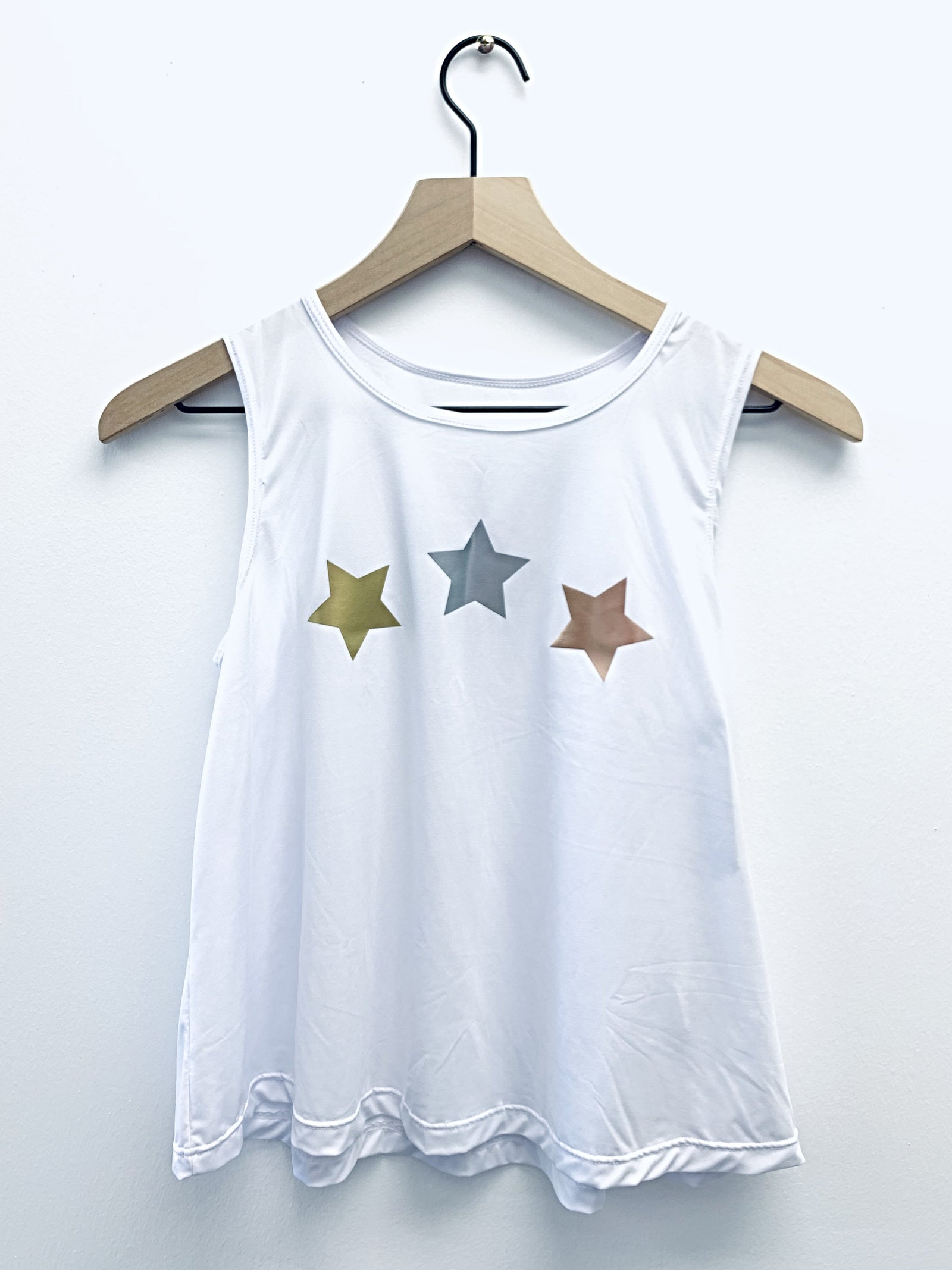 Stars Gold Silver Rose Celestial Print Sleeveless Dry Fit Kids Girl's Tank