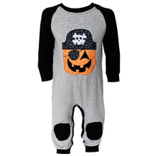 Halloween Pirate Jack O Lantern Long Sleeve Baby Toddler Boys Romper by AnnLoren