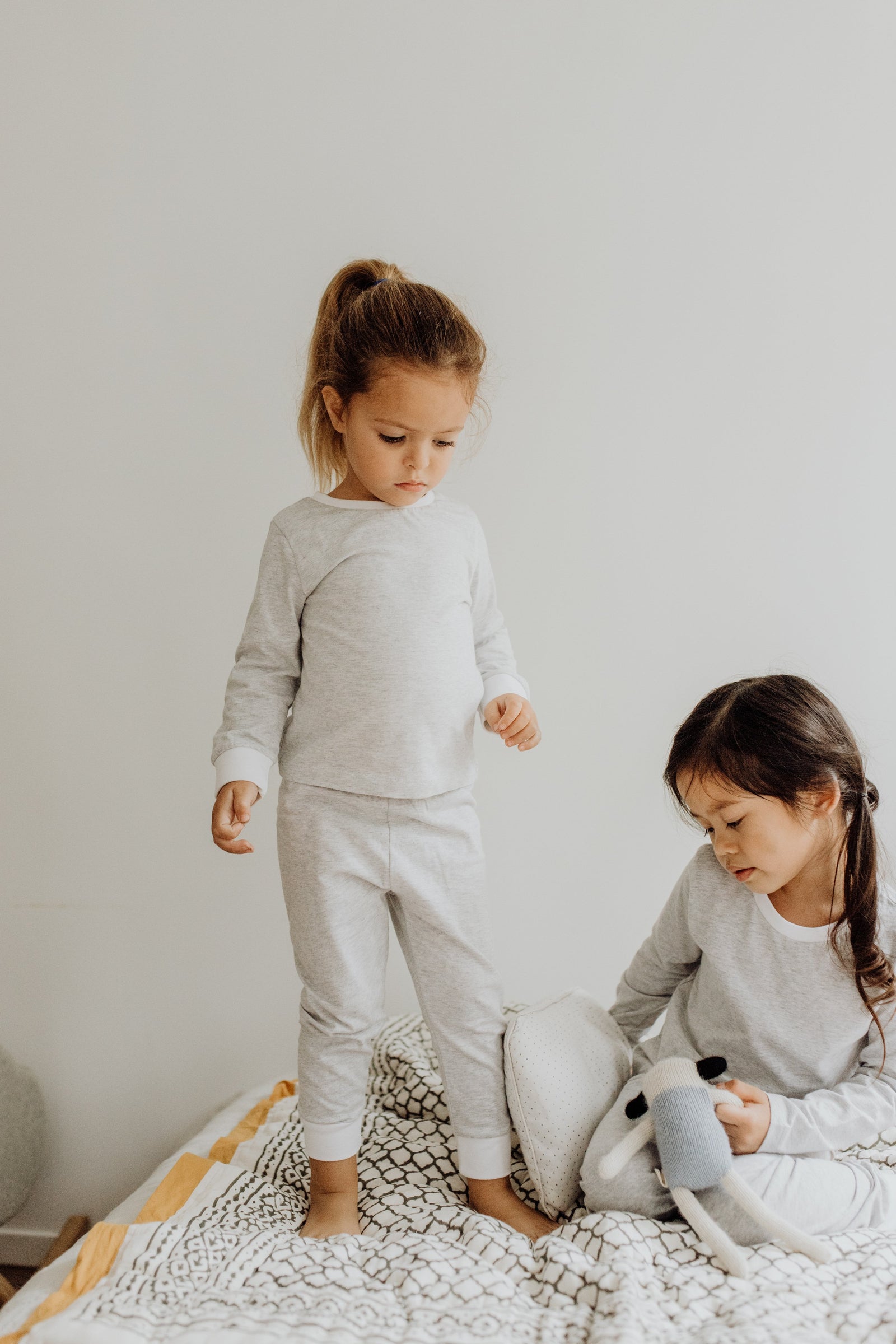 Erawan Grey Cotton Knit Pj Set for Toddler & Big Kid