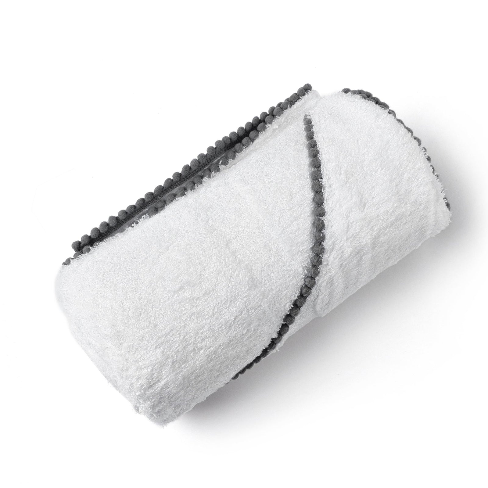 Grey Bamboo Cotton Pom Pom Soft Silky Hooded Towel