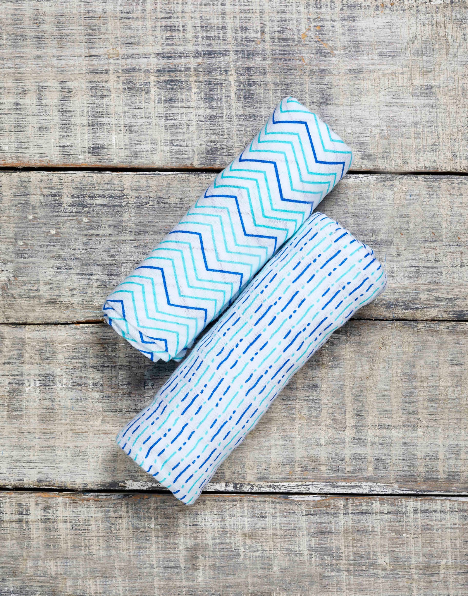 Shades Of Blue Soft Organic Cotton Swaddle Set for Home or On the Go