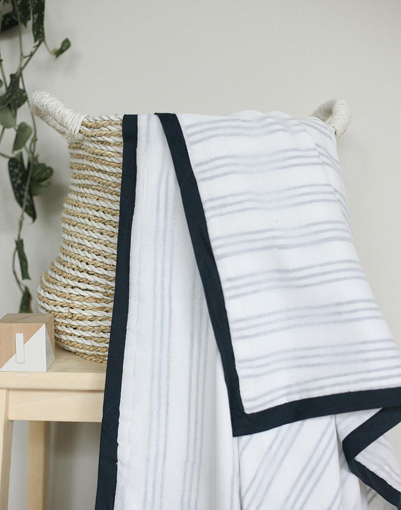 Cairo Blue Striped Cotton Sewn Dohar Blanket Baby Blanket Collection