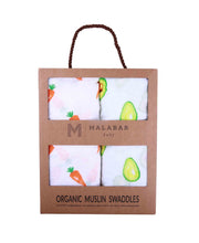 First Foods Soft Organic Cotton Swaddle Set for Home or On the Go