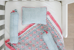 Pink 4-Piece Seminyak Crib Bedding Set