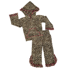 Leopard Ruffle Hoodie 2 Pc Fashion Track Girls Suit for Sizes 2/3T-9/10 by AnnLoren