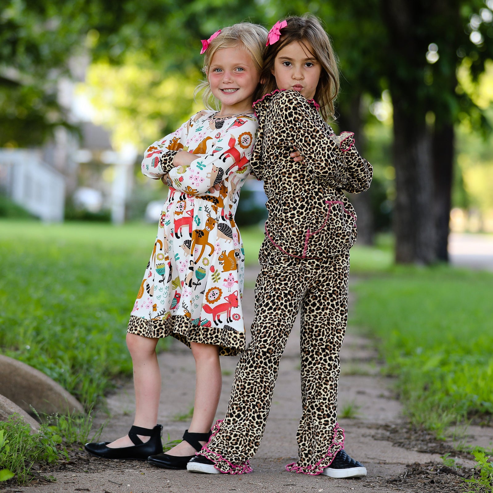 Long Sleeve Forest Friends Fall Little & Big Girls Dress by AnnLoren
