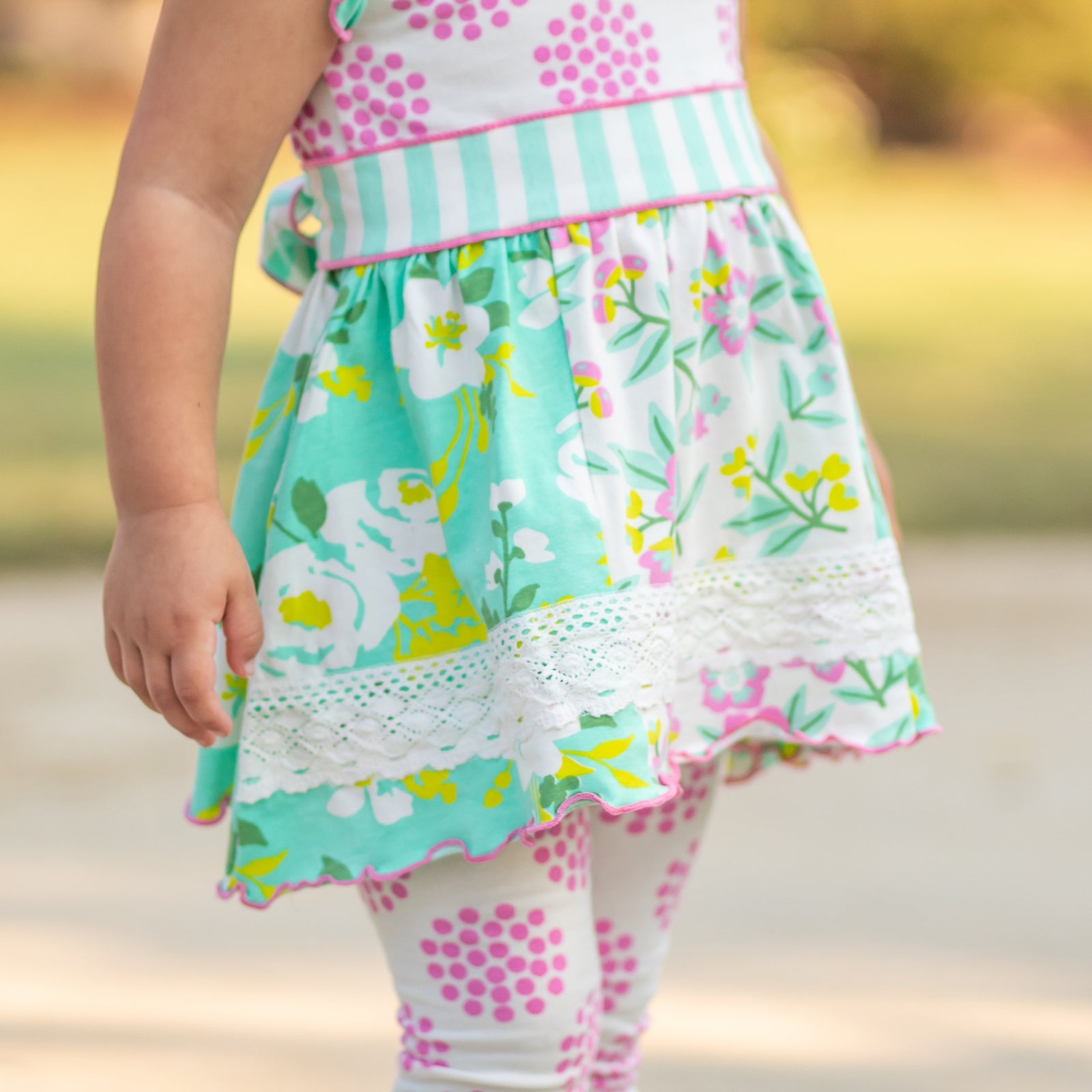 Spring Floral Dress Capri Leggings Holiday Toddler Little Big Girls' Clothing by AnnLoren