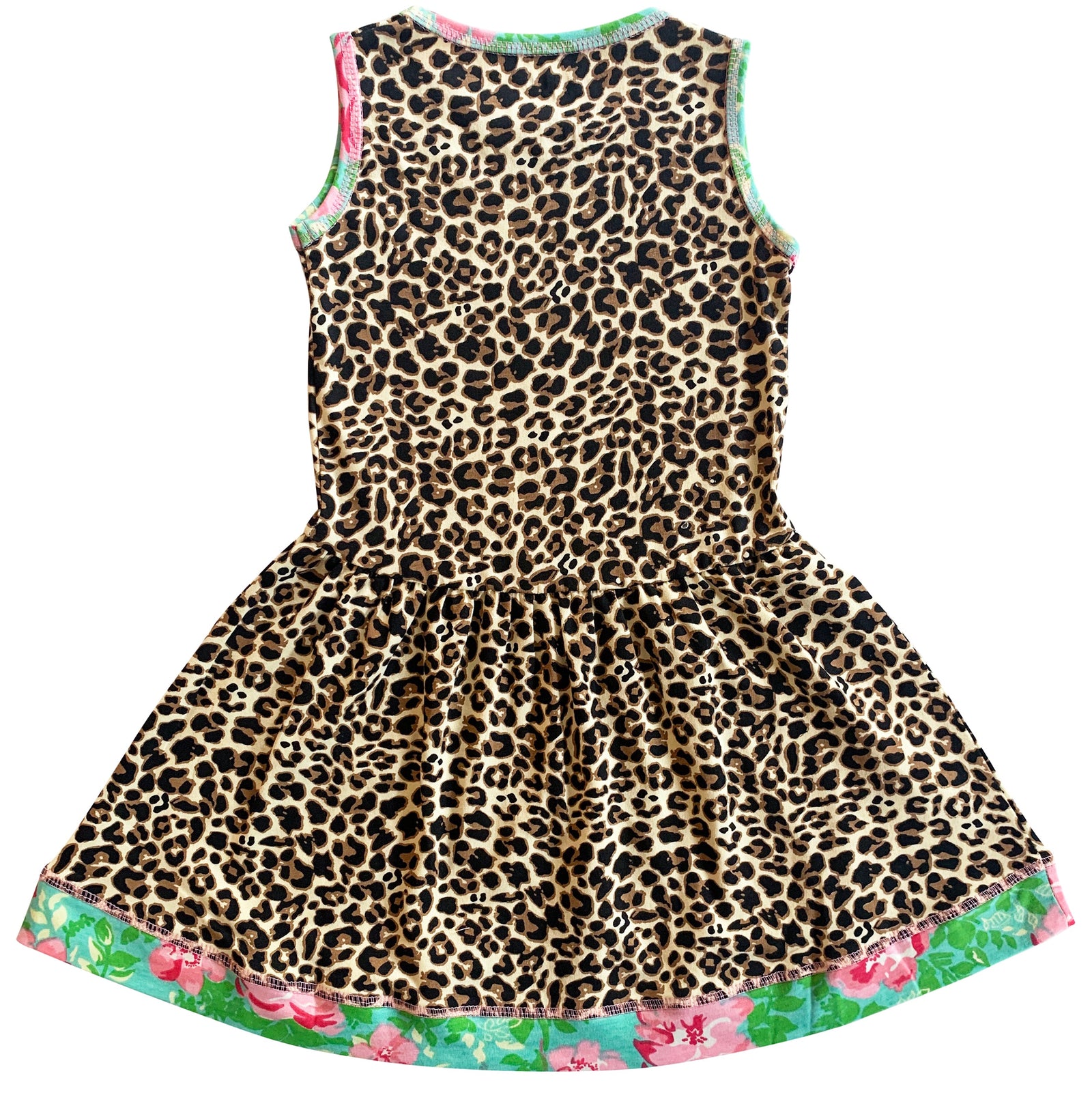 AnnLoren Little & Big Girls Spring Leopard Rose Floral Sleeveless Dress Boutique Childrens Clothing Sizes 2/3T - 11/12