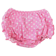 Pink Polka Dot Knit Ruffled Butt Bloomer Baby & Toddler Girls Diaper Cover for 12-24 Mo by AnnLoren