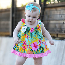 Tank Top Tropical Baby Girls Swing Hawaiian with Bow And Ruffle Trim Sizes 3 Months - 6 yrs by AnnLoren
