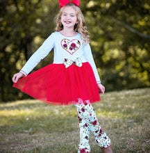 Red Girl Valentine's Day Floral Heart Tulle Skirt Outfit by AnnLoren