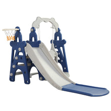 Children Slide Swing Set, 3-in-1 Combination Activity Center Freestanding Slides Playset for Kids Indoor Toddler Climbing Stairs Toy with Basketball Hoop Game Outdoor Playground XH
