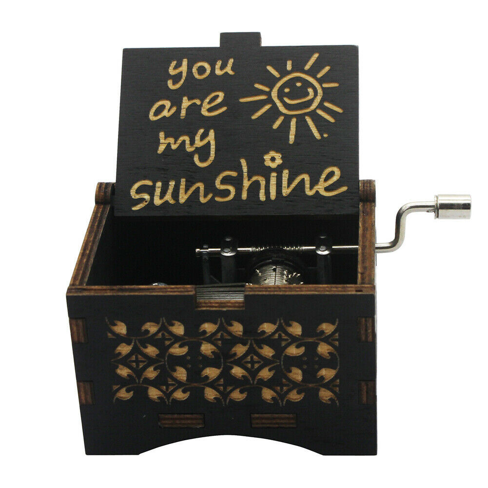 Free shipping Music Box You are My Sunshine blue,Wooden Classic Music Box Crafts w Hand Crank Thanksgiving gifts, Christmas gifts, New Year's gifts