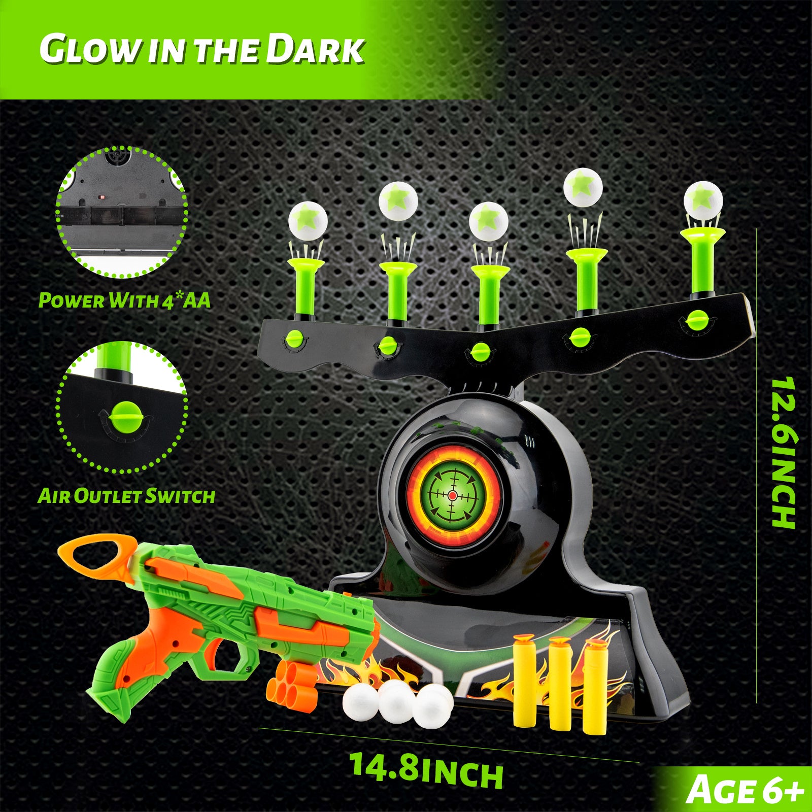 Shooting Targets for Nerf Guns Shooting Game Glow in The Dark Floating Ball Electric Target Practice Toys for Kids Boys Hover Shot 1 Blaster Toy Gun 10 Soft Foam Balls 3 Darts Gift  YJ