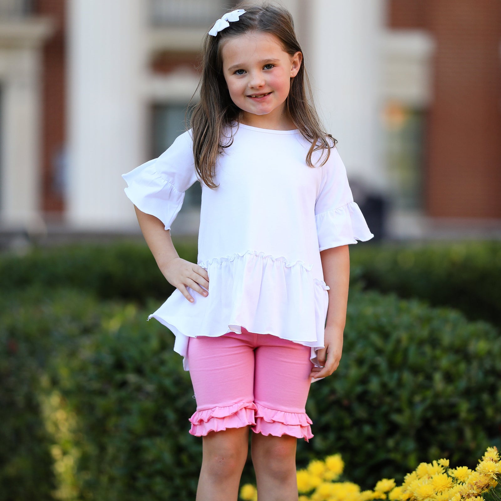 White Angel Sleeve Ruffle Top Shirt Little Toddler Big Girls' Clothing Sizes 2/3T - 7/8 by AnnLoren