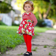 AnnLoren Little & Big Girls Boutique Red Christmas Floral Holiday Dress Legging Set