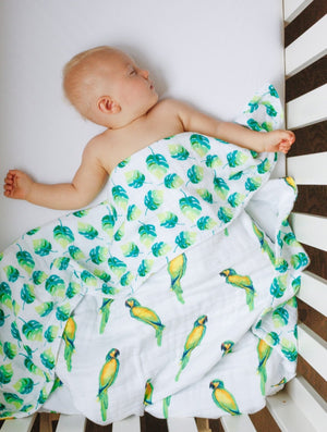 Parrots Organic Cotton Snug Blanket for Home or On the Go
