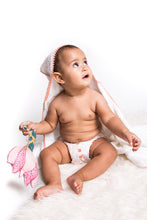 Newborn Essential 3 Pc Set Hooded Towel Swaddle & Toy Rattle